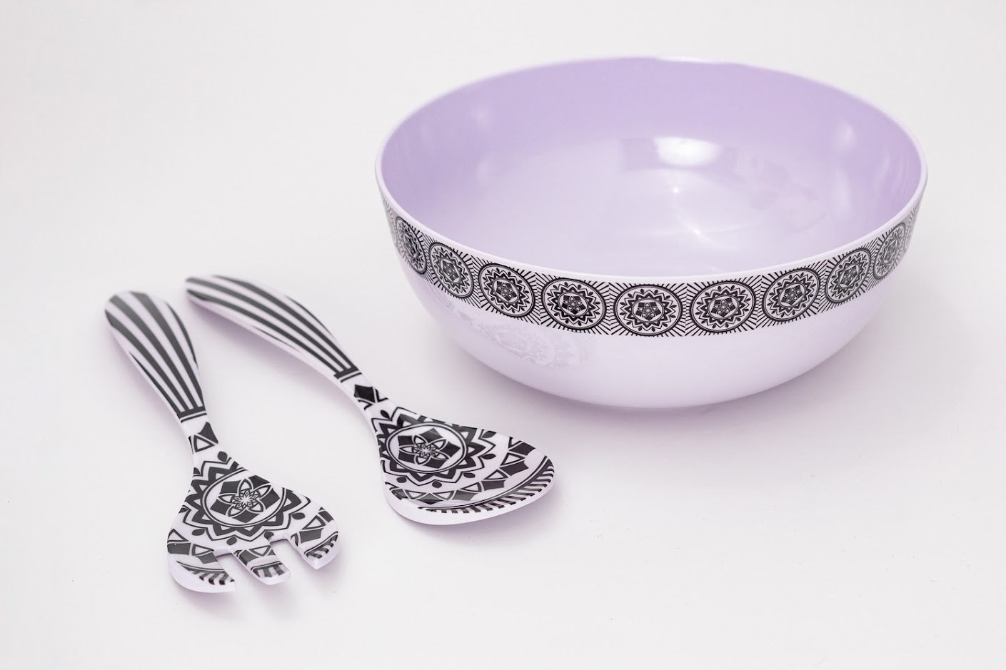 Serving Bowl with Serving Spoon and Fork Set of (  3 Pcs )